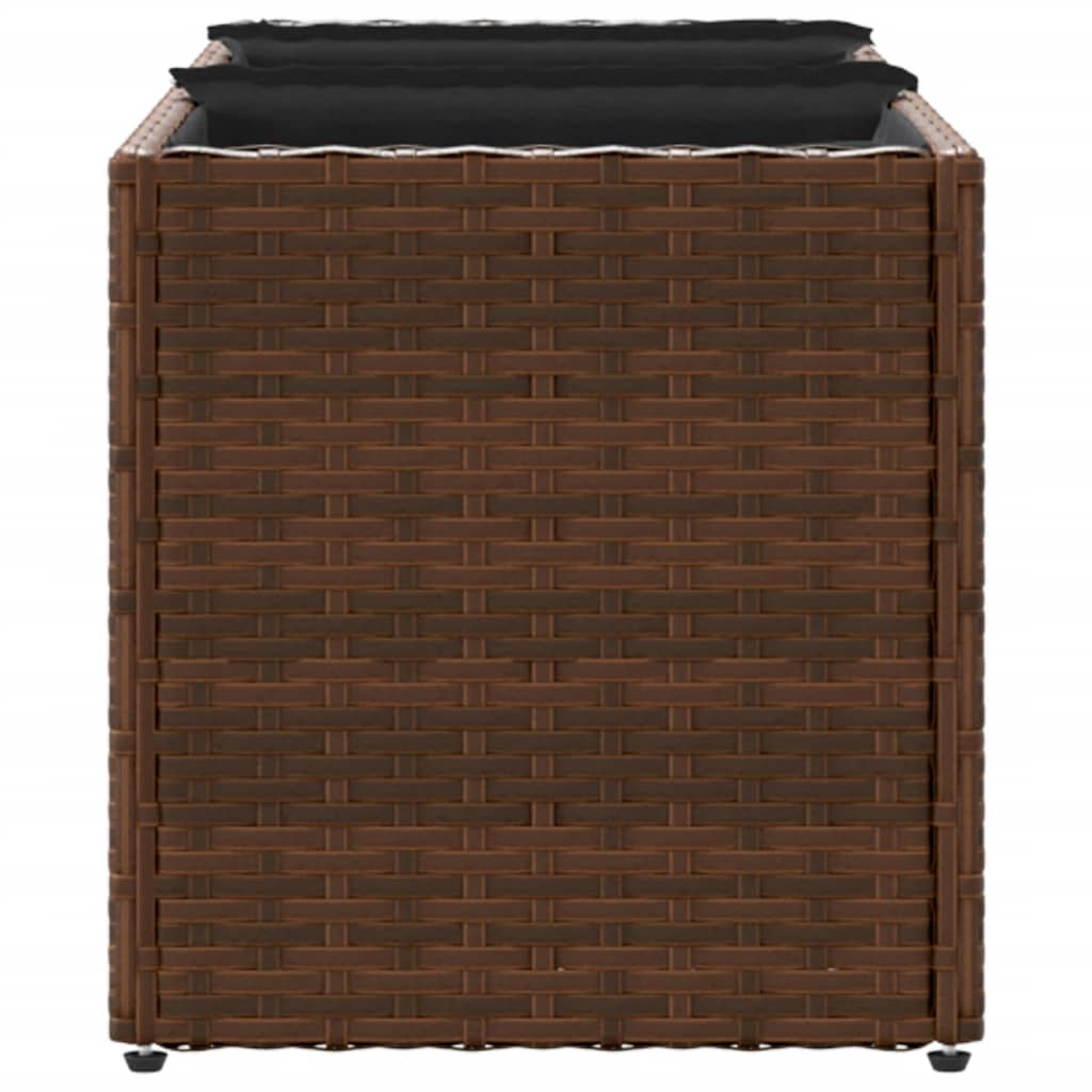 Sodo lovelis su 3 vazonais, rudas, 105x30x32cm, poliratanas Sodo lovelis su 3 vazonais, rudas, 105x30x32cm, poliratanas - Image 6