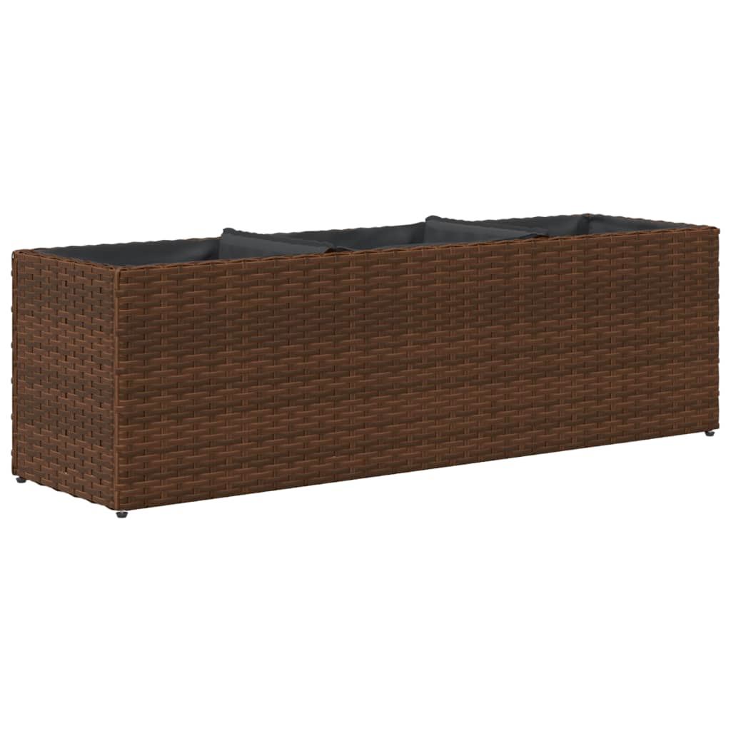 Sodo lovelis su 3 vazonais, rudas, 105x30x32cm, poliratanas Sodo lovelis su 3 vazonais, rudas, 105x30x32cm, poliratanas - Image 7