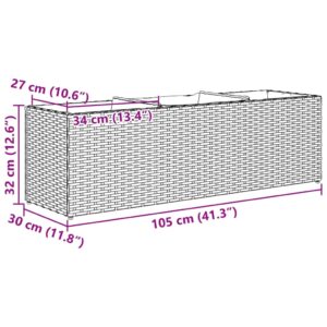 Sodo lovelis su 3 vazonais, rudas, 105x30x32cm, poliratanas