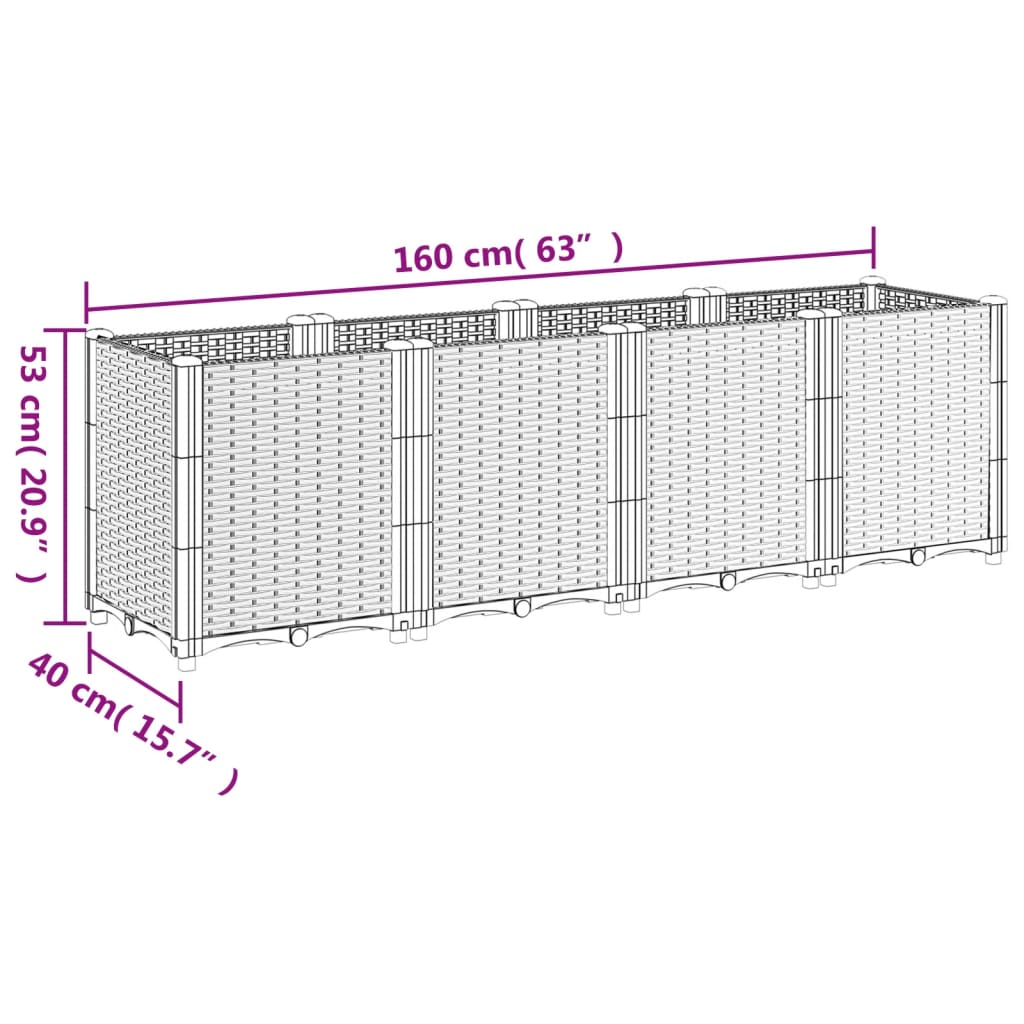 Sodo lovelis, rudos spalvos, 160x40x53cm, PP Sodo lovelis, rudos spalvos, 160x40x53cm, PP