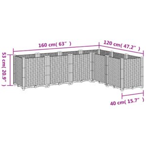 Sodo lovelis, juodos spalvos, 160x120x53cm, PP