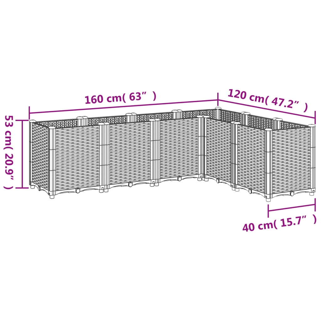 Sodo lovelis, rudos spalvos, 160x120x53cm, PP Sodo lovelis, rudos spalvos, 160x120x53cm, PP