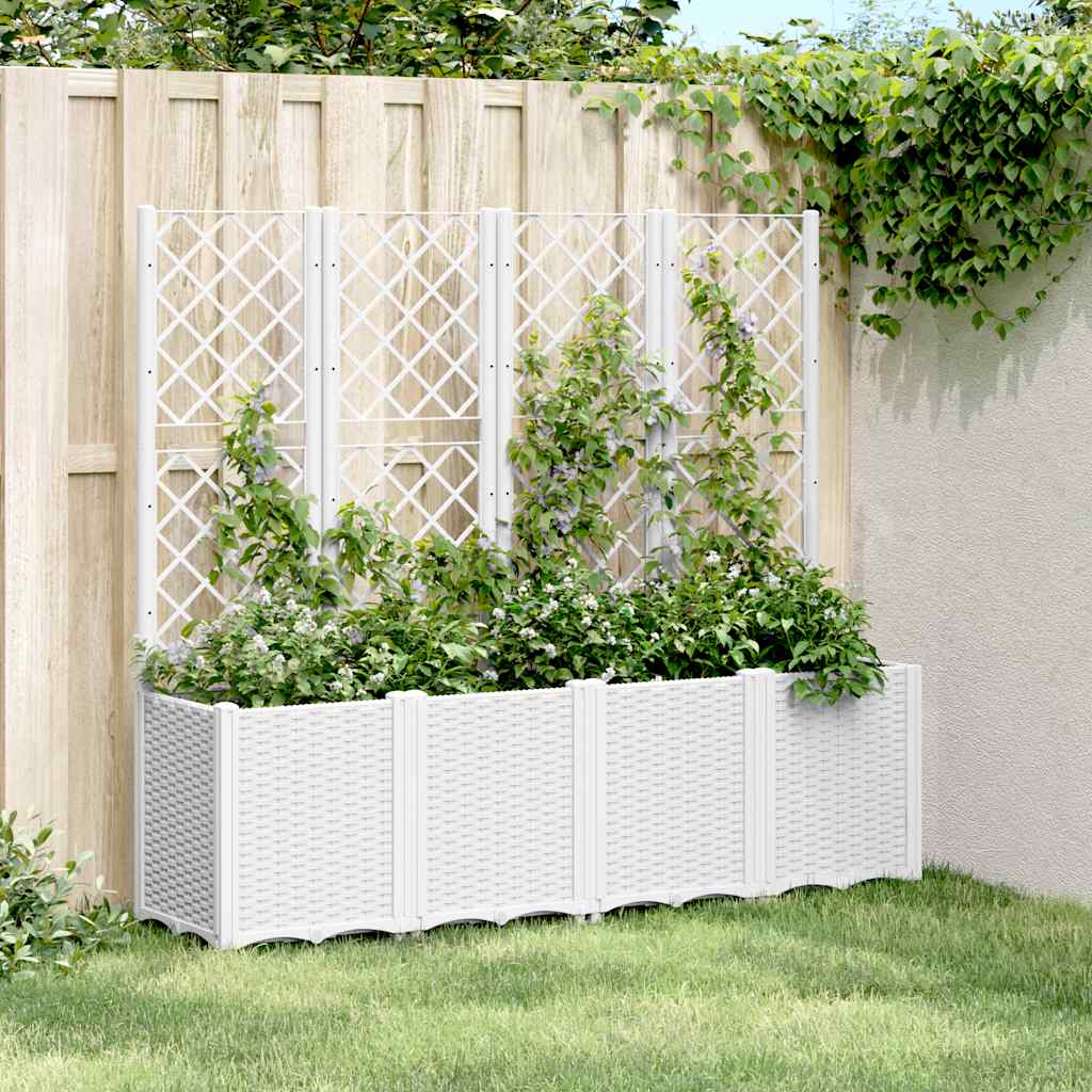 Sodo lovelis su treliažu, baltos spalvos, 160x40x140cm, PP Sodo lovelis su treliažu, baltos spalvos, 160x40x140cm, PP - Image 2
