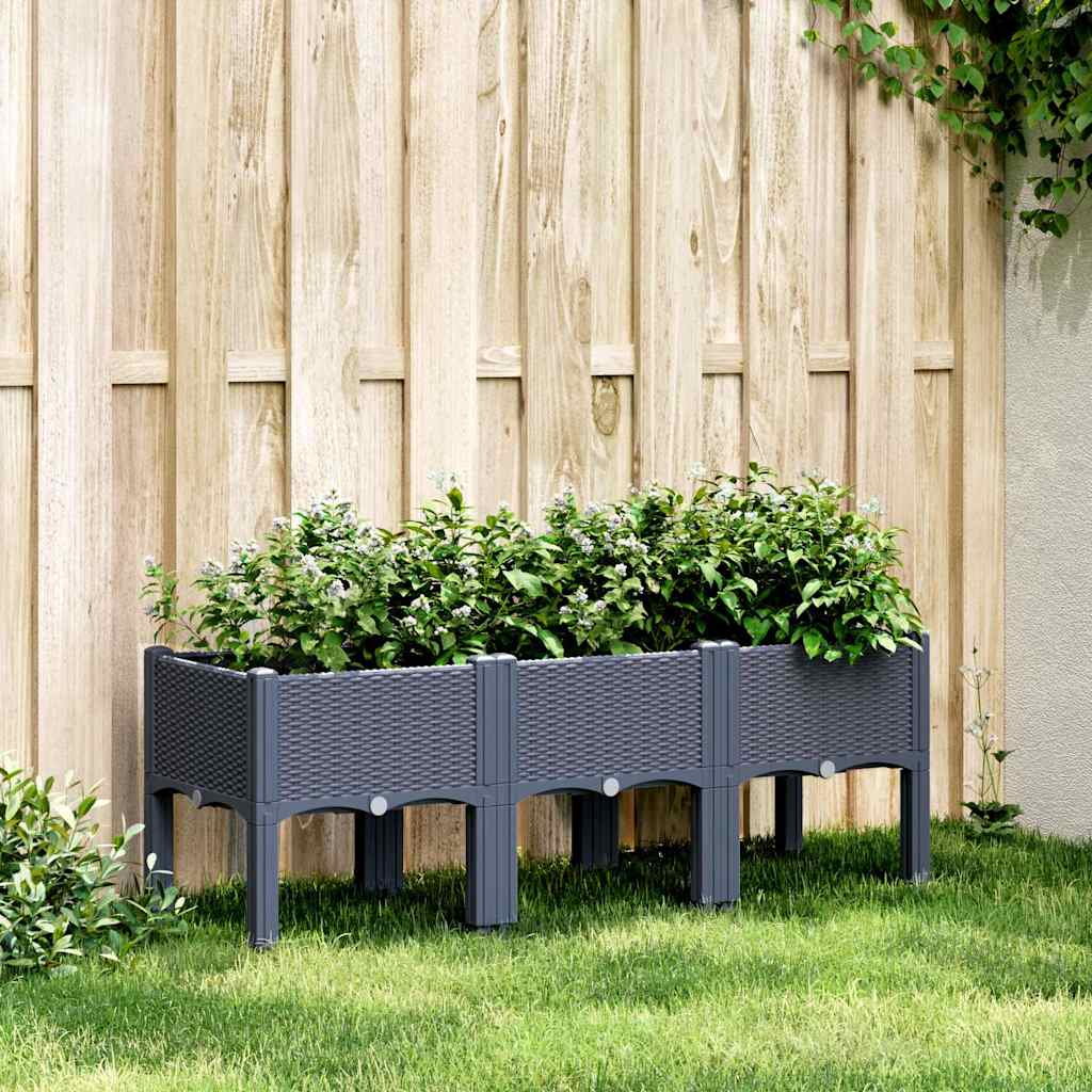 Sodo lovelis su kojomis, melsvai pilkos spalvos, 120x40x42cm, PP Sodo lovelis su kojomis, melsvai pilkos spalvos, 120x40x42cm, PP - Image 2