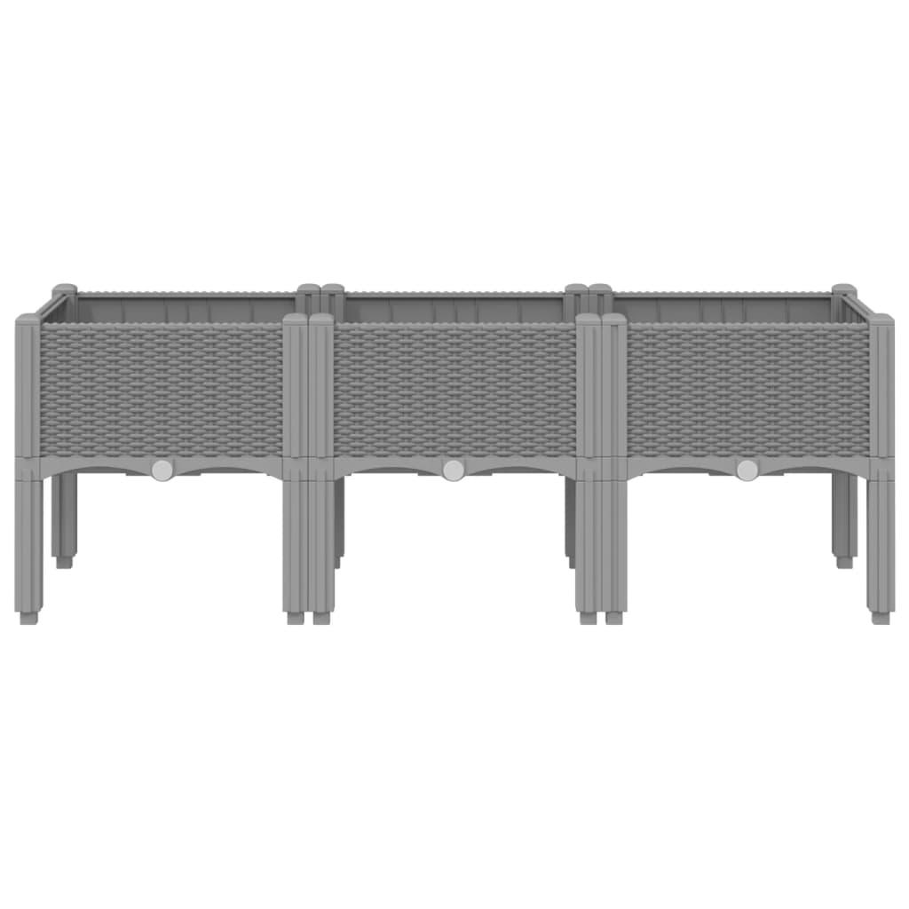 Sodo lovelis su kojomis, šviesiai pilkas, 120x40x42cm, PP Sodo lovelis su kojomis, šviesiai pilkas, 120x40x42cm, PP - Image 3