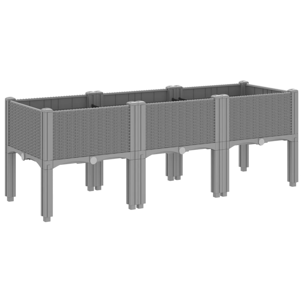 Sodo lovelis su kojomis, šviesiai pilkas, 120x40x42cm, PP Sodo lovelis su kojomis, šviesiai pilkas, 120x40x42cm, PP - Image 5