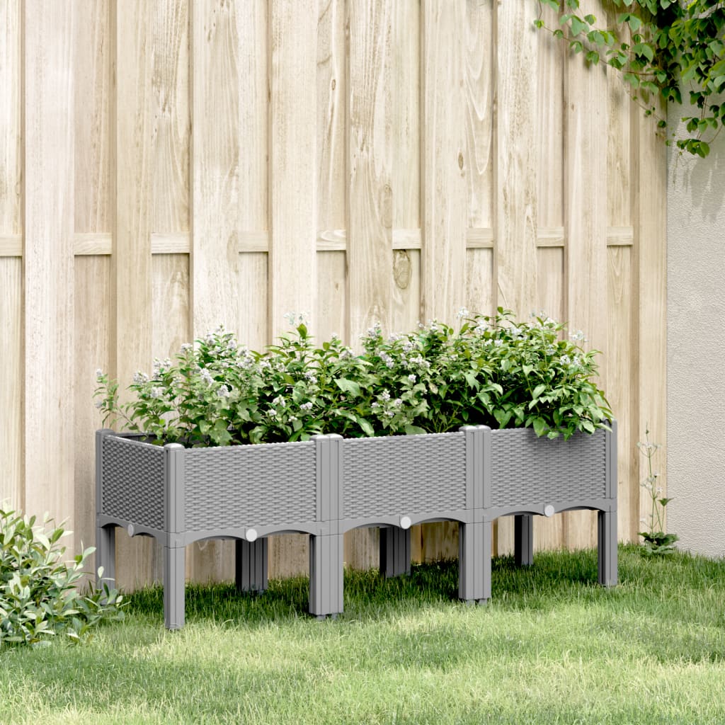 Sodo lovelis su kojomis, šviesiai pilkas, 120x40x42cm, PP Sodo lovelis su kojomis, šviesiai pilkas, 120x40x42cm, PP - Image 2