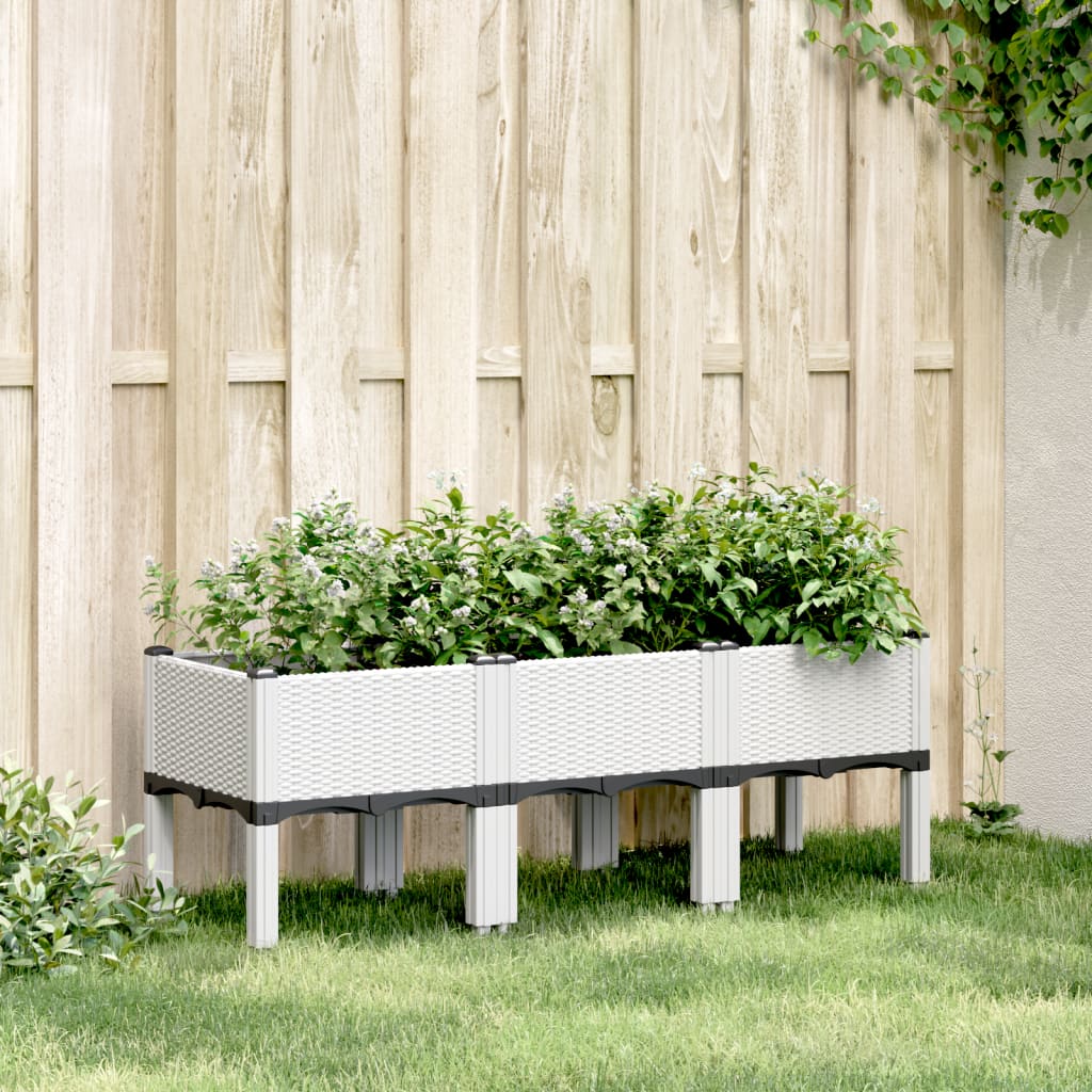 Sodo lovelis su kojomis, baltos spalvos, 120x40x42cm, PP Sodo lovelis su kojomis, baltos spalvos, 120x40x42cm, PP - Image 2