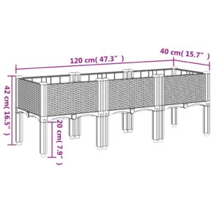 Sodo lovelis su kojomis, rudos spalvos, 120x40x42cm, PP