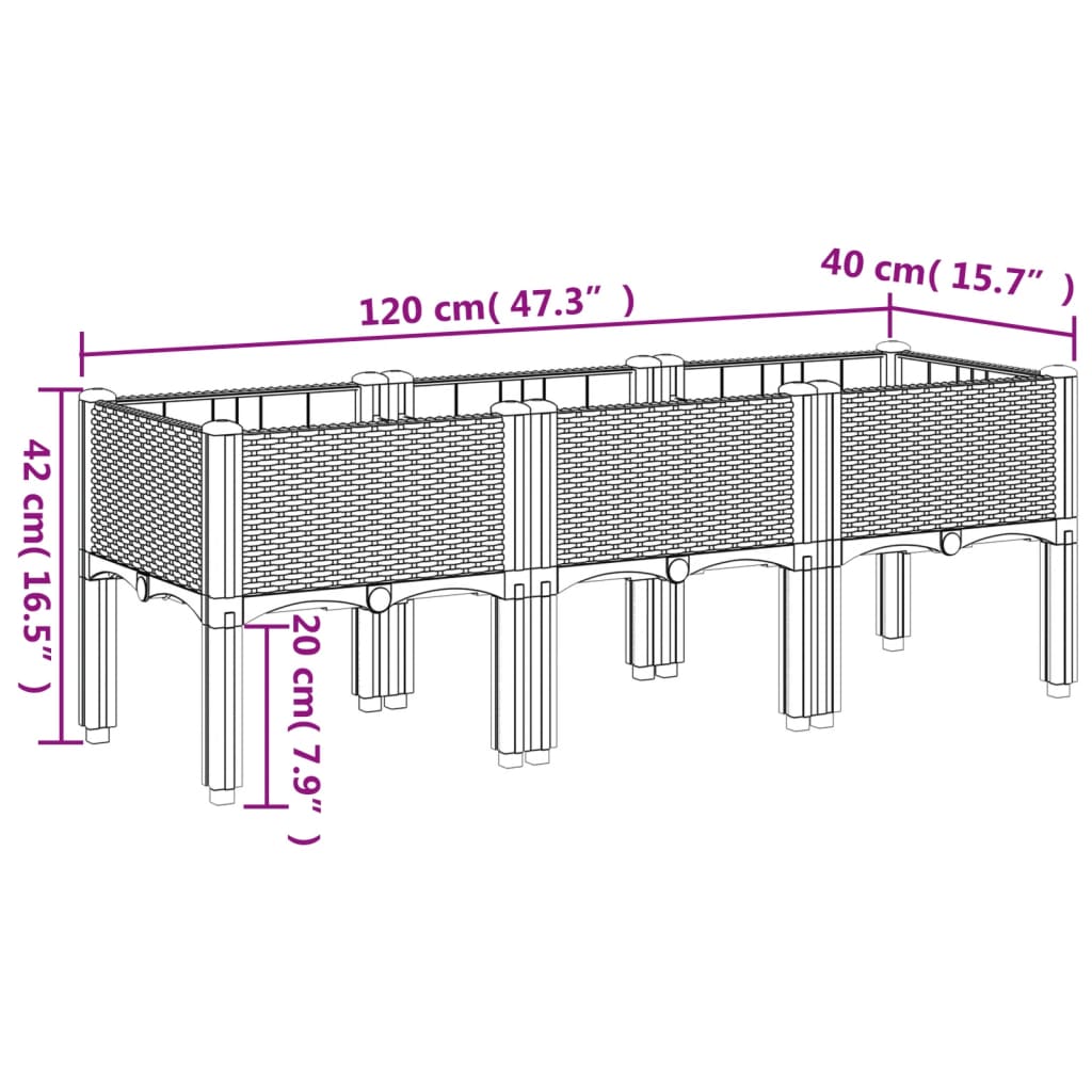 Sodo lovelis su kojomis, rudos spalvos, 120x40x42cm, PP Sodo lovelis su kojomis, rudos spalvos, 120x40x42cm, PP