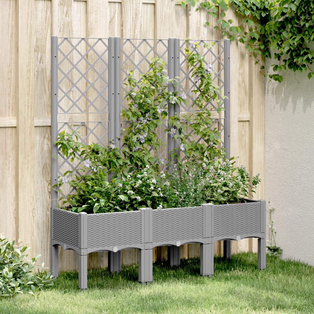 Sodo lovelis su treliažu, šviesiai pilkas, 120x40x142cm, PP Sodo lovelis su treliažu, šviesiai pilkas, 120x40x142cm, PP - Image 2