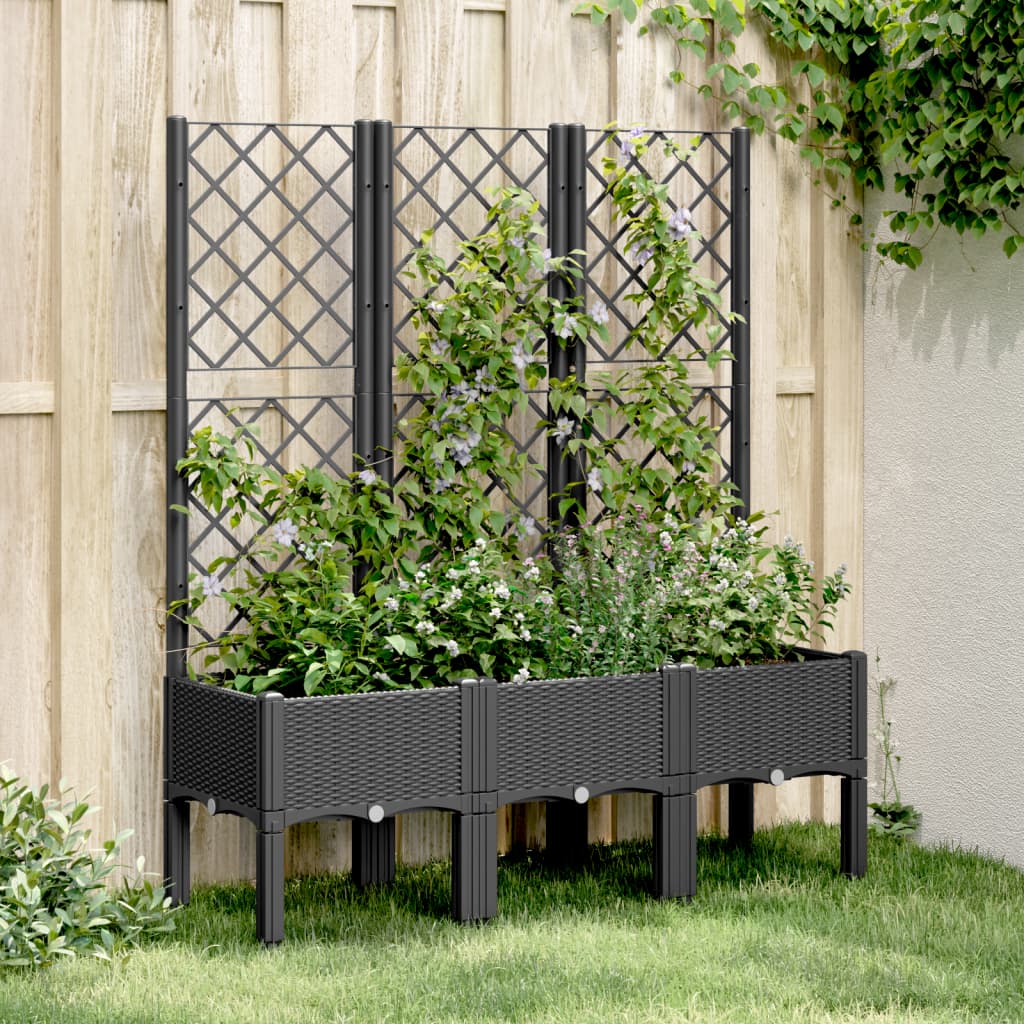 Sodo lovelis su treliažu, juodos spalvos, 120x40x142cm, PP Sodo lovelis su treliažu, juodos spalvos, 120x40x142cm, PP - Image 2
