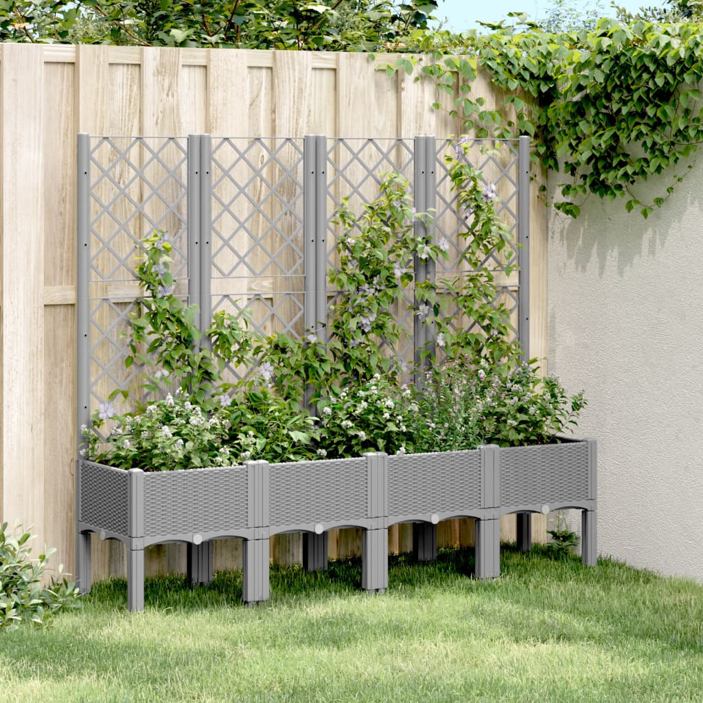 Sodo lovelis su treliažu, šviesiai pilkas, 160x40x142cm, PP Sodo lovelis su treliažu, šviesiai pilkas, 160x40x142cm, PP - Image 2