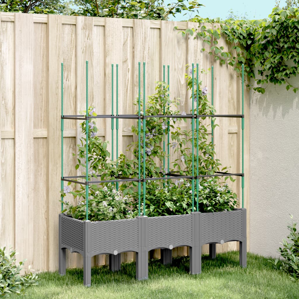 Sodo lovelis su treliažu, šviesiai pilkas, 120x40x142,5cm, PP Sodo lovelis su treliažu, šviesiai pilkas, 120x40x142,5cm, PP - Image 2