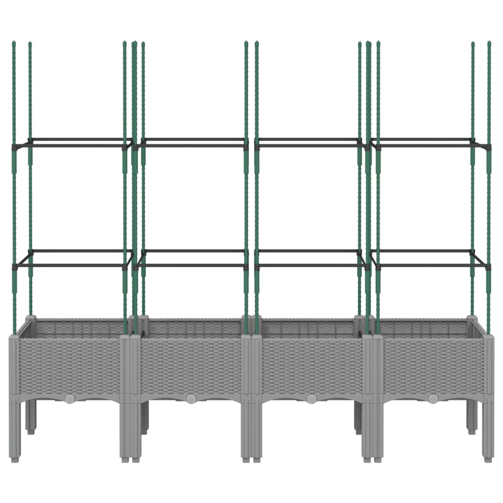 Sodo lovelis su treliažu, šviesiai pilkas, 160x40x142,5cm, PP Sodo lovelis su treliažu, šviesiai pilkas, 160x40x142,5cm, PP - Image 3