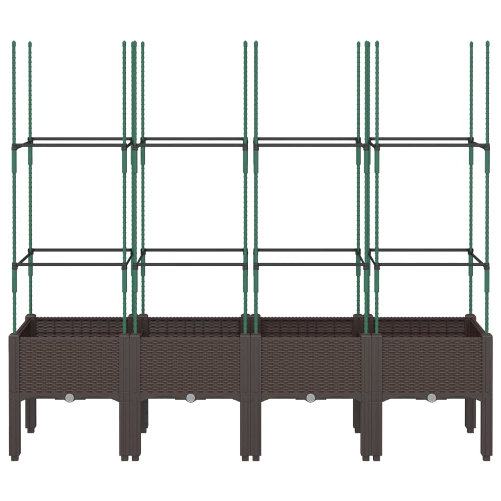 Sodo lovelis su treliažu, rudos spalvos, 160x40x142,5cm, PP Sodo lovelis su treliažu, rudos spalvos, 160x40x142,5cm, PP - Image 3