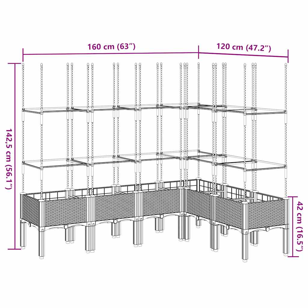 Sodo lovelis su treliažu, šviesiai pilkas, 160x120x142,5cm, PP Sodo lovelis su treliažu, šviesiai pilkas, 160x120x142,5cm, PP