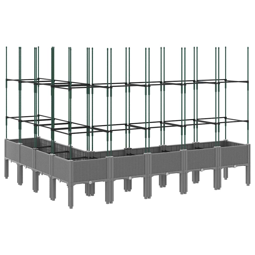 Sodo lovelis su treliažu, šviesiai pilkas, 200x160x142,5cm, PP Sodo lovelis su treliažu, šviesiai pilkas, 200x160x142,5cm, PP - Image 5