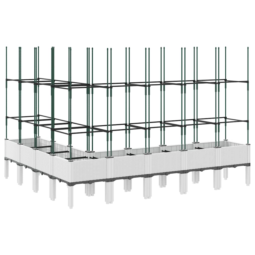 Sodo lovelis su treliažu, baltos spalvos, 200x160x142,5cm, PP Sodo lovelis su treliažu, baltos spalvos, 200x160x142,5cm, PP - Image 5