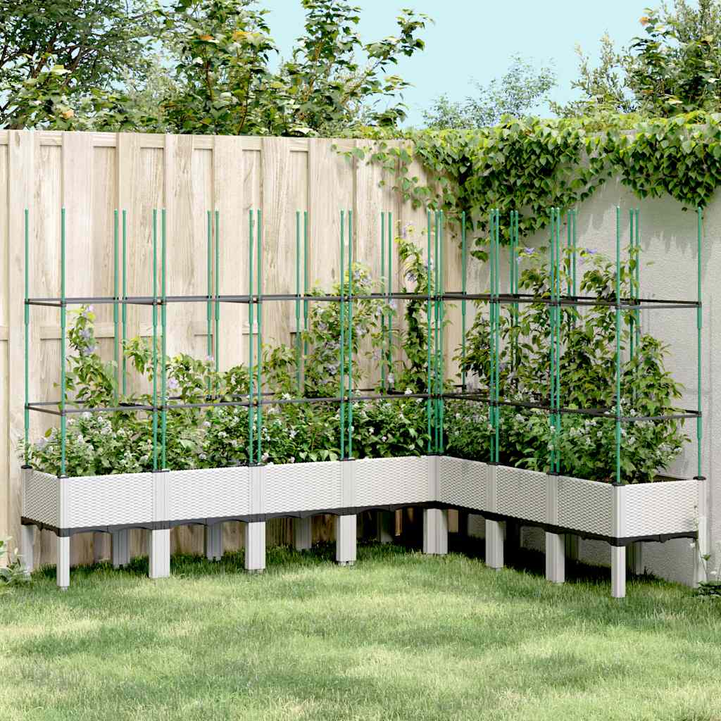 Sodo lovelis su treliažu, baltos spalvos, 200x160x142,5cm, PP Sodo lovelis su treliažu, baltos spalvos, 200x160x142,5cm, PP - Image 2