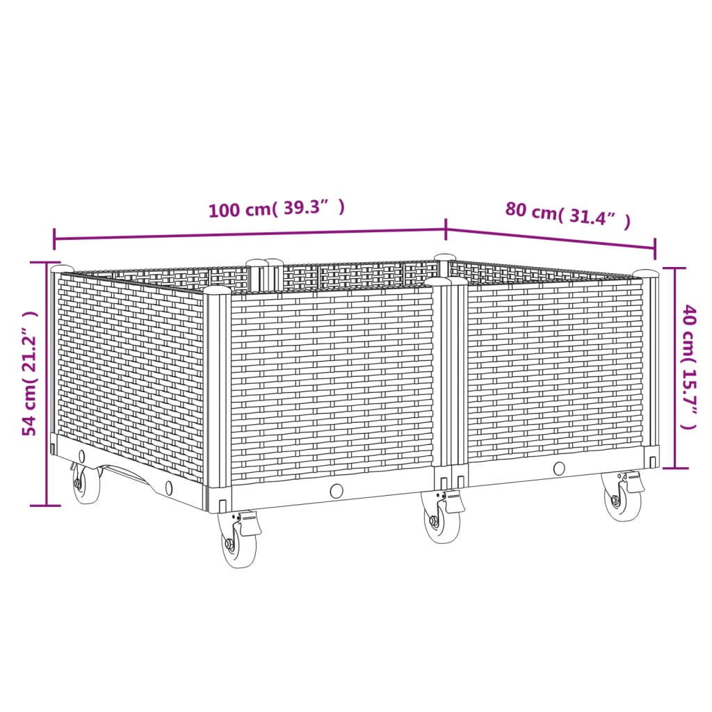 Sodo lovelis su ratukais, baltos spalvos, 100x80x54cm, PP Sodo lovelis su ratukais, baltos spalvos, 100x80x54cm, PP