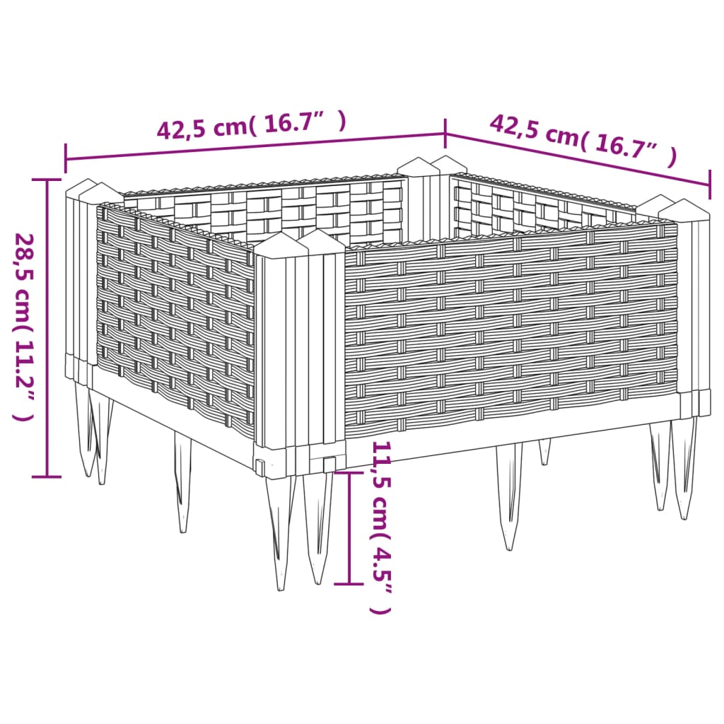 Sodo lovelis su kuoliukais, juodas, 42,5×42,5×28,5cm, PP Sodo lovelis su kuoliukais, juodas, 42,5x42,5x28,5cm, PP