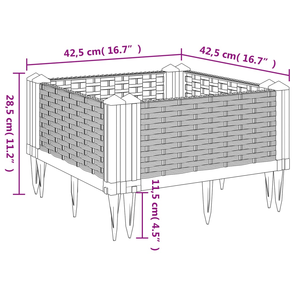 Sodo lovelis su kuoliukais, pilkas, 42,5×42,5×28,5cm, PP Sodo lovelis su kuoliukais, pilkas, 42,5x42,5x28,5cm, PP