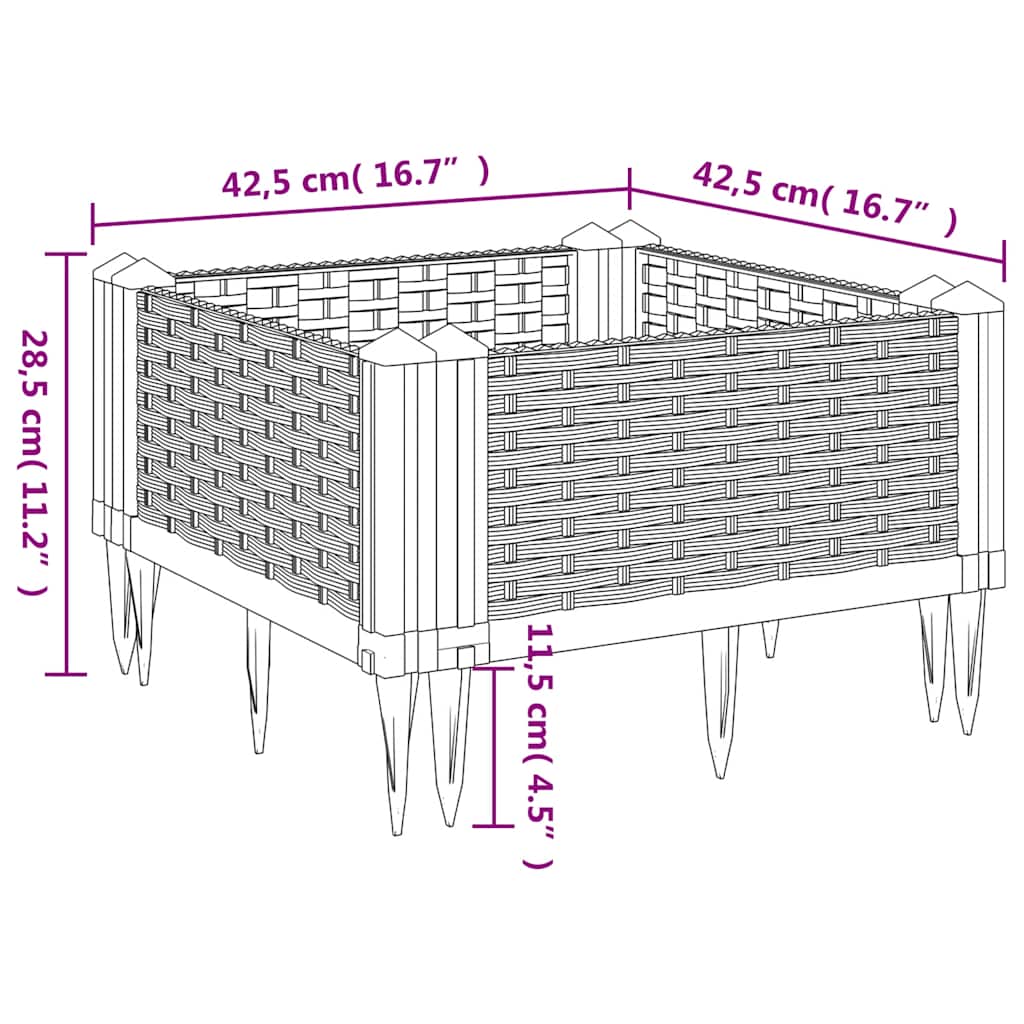Sodo lovelis su kuoliukais, mėlyna pilkas, 42,5×42,5×28,5cm, PP Sodo lovelis su kuoliukais, mėlyna pilkas, 42,5x42,5x28,5cm, PP