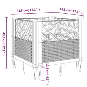 Sodo lovelis su kuoliukais, rudas, 43,5x43,5x43,5cm, PP