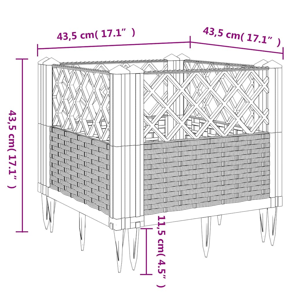 Sodo lovelis su kuoliukais, mėlyna pilkas, 43,5×43,5×43,5cm, PP Sodo lovelis su kuoliukais, mėlyna pilkas, 43,5x43,5x43,5cm, PP