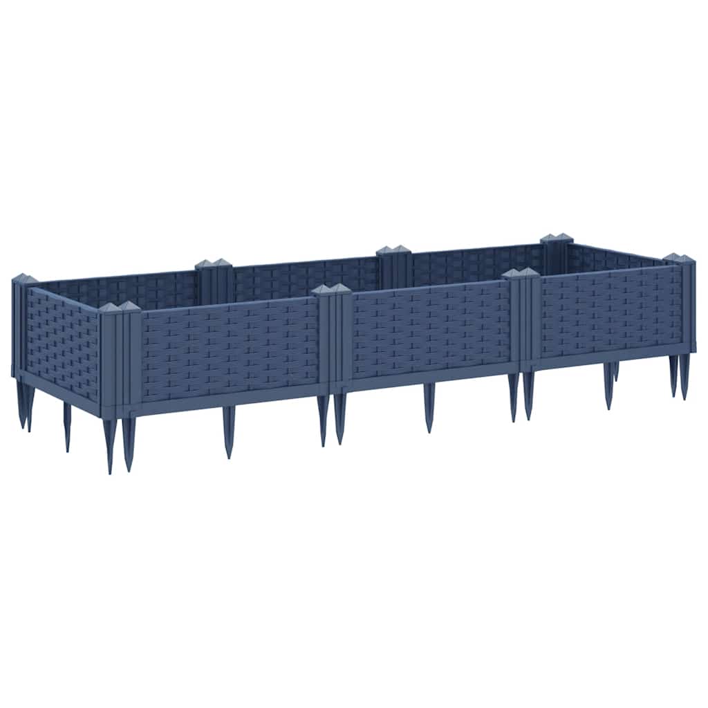 Sodo lovelis su kuoliukais, mėlyna pilkas, 125x40x28,5cm, PP Sodo lovelis su kuoliukais, mėlyna pilkas, 125x40x28,5cm, PP - Image 5