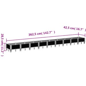 Sodo lovelis su kuoliukais, juodas, 362,5x42,5x28,5cm, PP