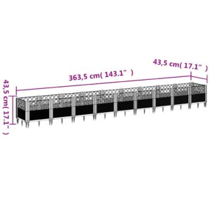 Sodo lovelis su kuoliukais, pilkas, 363,5x43,5x43,5cm, PP