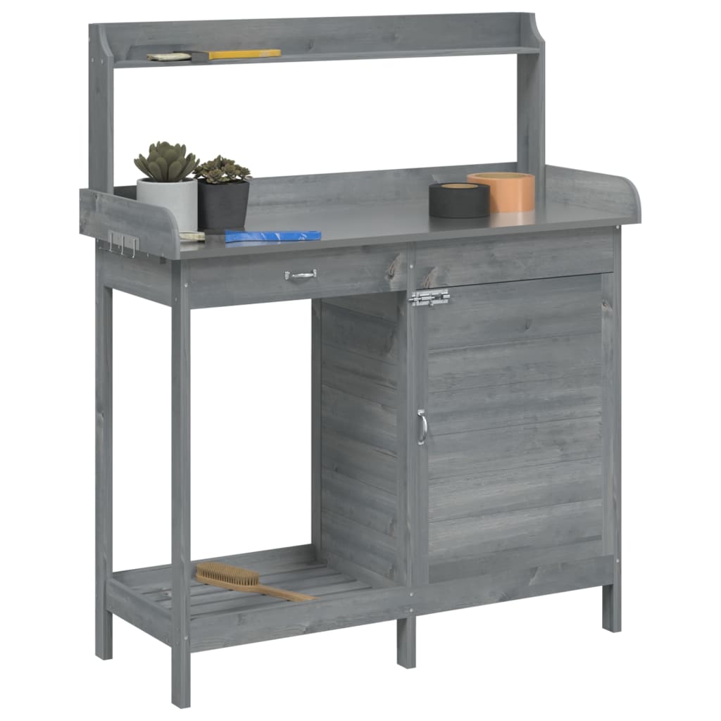 Sodinimo stalas su spintele, pilkas, 110,5x45x124,5cm, eglė Sodinimo stalas su spintele, pilkas, 110,5x45x124,5cm, eglė - Image 4