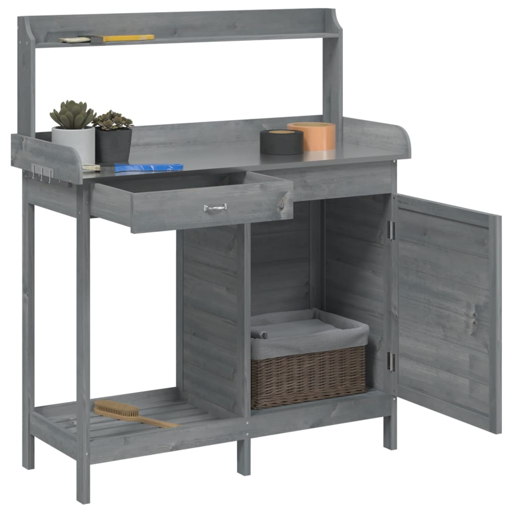 Sodinimo stalas su spintele, pilkas, 110,5x45x124,5cm, eglė Sodinimo stalas su spintele, pilkas, 110,5x45x124,5cm, eglė - Image 5