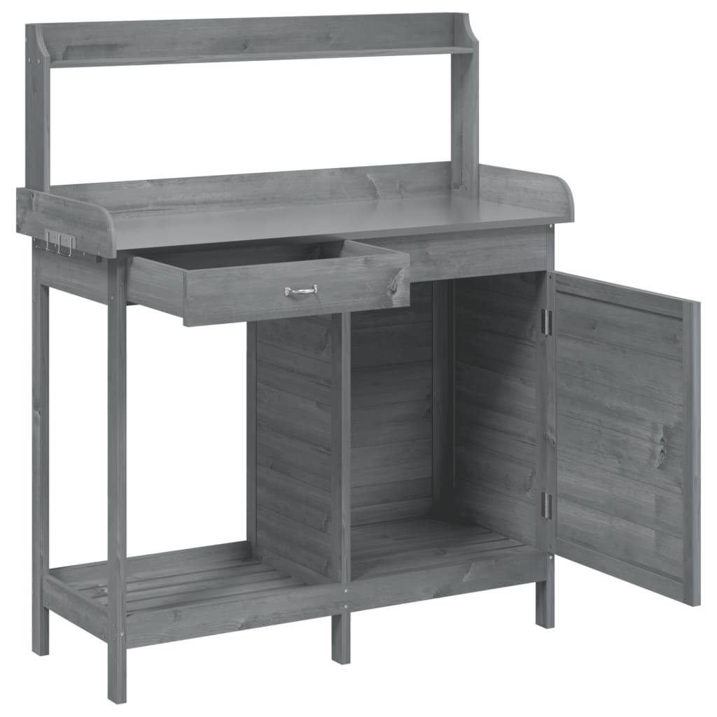 Sodinimo stalas su spintele, pilkas, 110,5x45x124,5cm, eglė Sodinimo stalas su spintele, pilkas, 110,5x45x124,5cm, eglė - Image 6