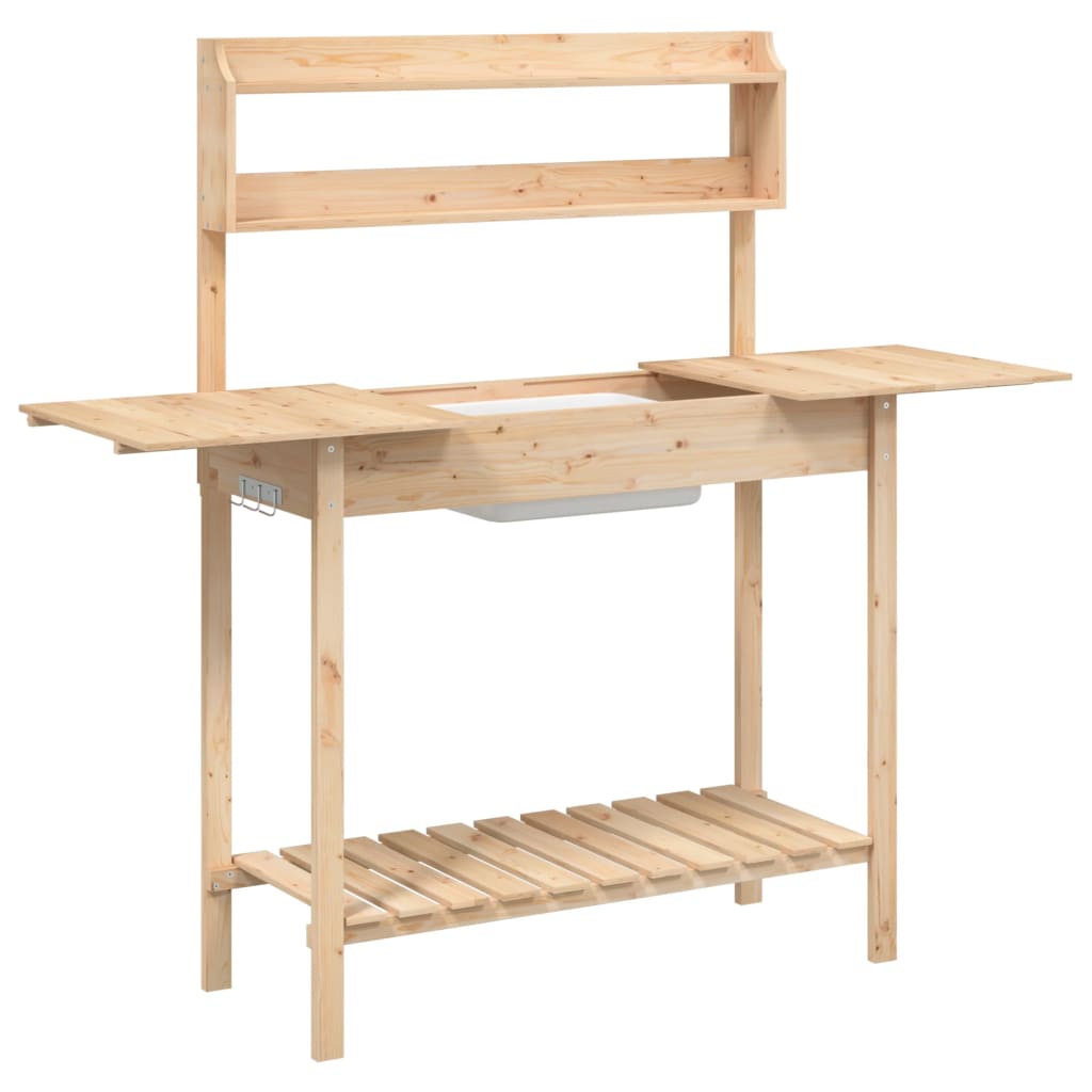 Sodinimo stalas su plautuve, 147,5x44x139,5cm, eglės masyvas Sodinimo stalas su plautuve, 147,5x44x139,5cm, eglės masyvas - Image 6