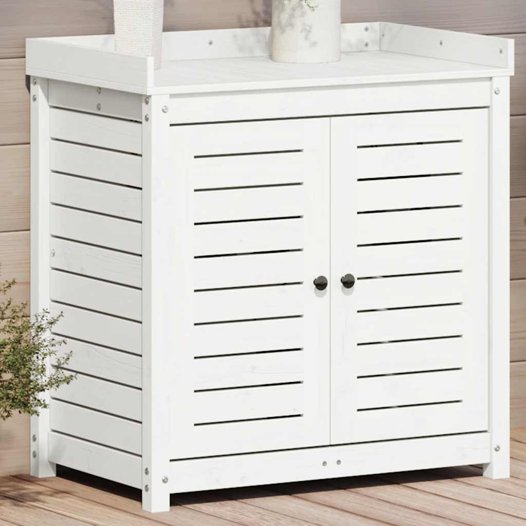 Sodinimo stalas su lentynomis, baltas, 82,5x50x86,5cm, pušis Sodinimo stalas su lentynomis, baltas, 82,5x50x86,5cm, pušis - Image 2