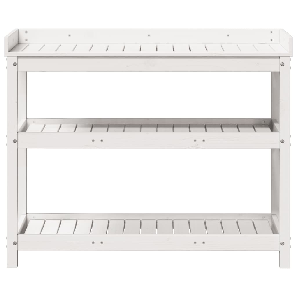Sodinimo stalas su lentynomis, baltas, 108x45x86,5cm, pušis Sodinimo stalas su lentynomis, baltas, 108x45x86,5cm, pušis - Image 5