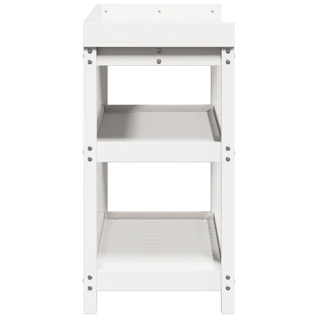 Sodinimo stalas su lentynomis, baltas, 108x45x86,5cm, pušis Sodinimo stalas su lentynomis, baltas, 108x45x86,5cm, pušis - Image 6
