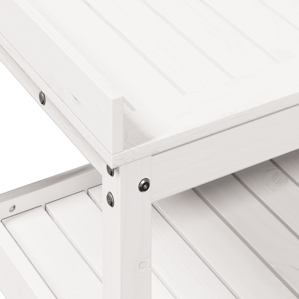 Sodinimo stalas su lentynomis, baltas, 108x45x86,5cm, pušis Sodinimo stalas su lentynomis, baltas, 108x45x86,5cm, pušis - Image 8