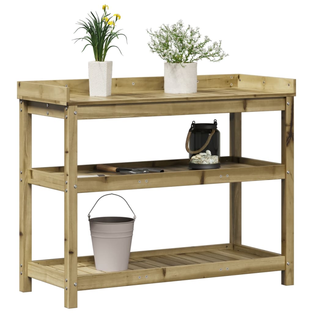 Sodinimo stalas su lentynomis, 108x45x86,5cm, impregnuota pušis Sodinimo stalas su lentynomis, 108x45x86,5cm, impregnuota pušis - Image 4