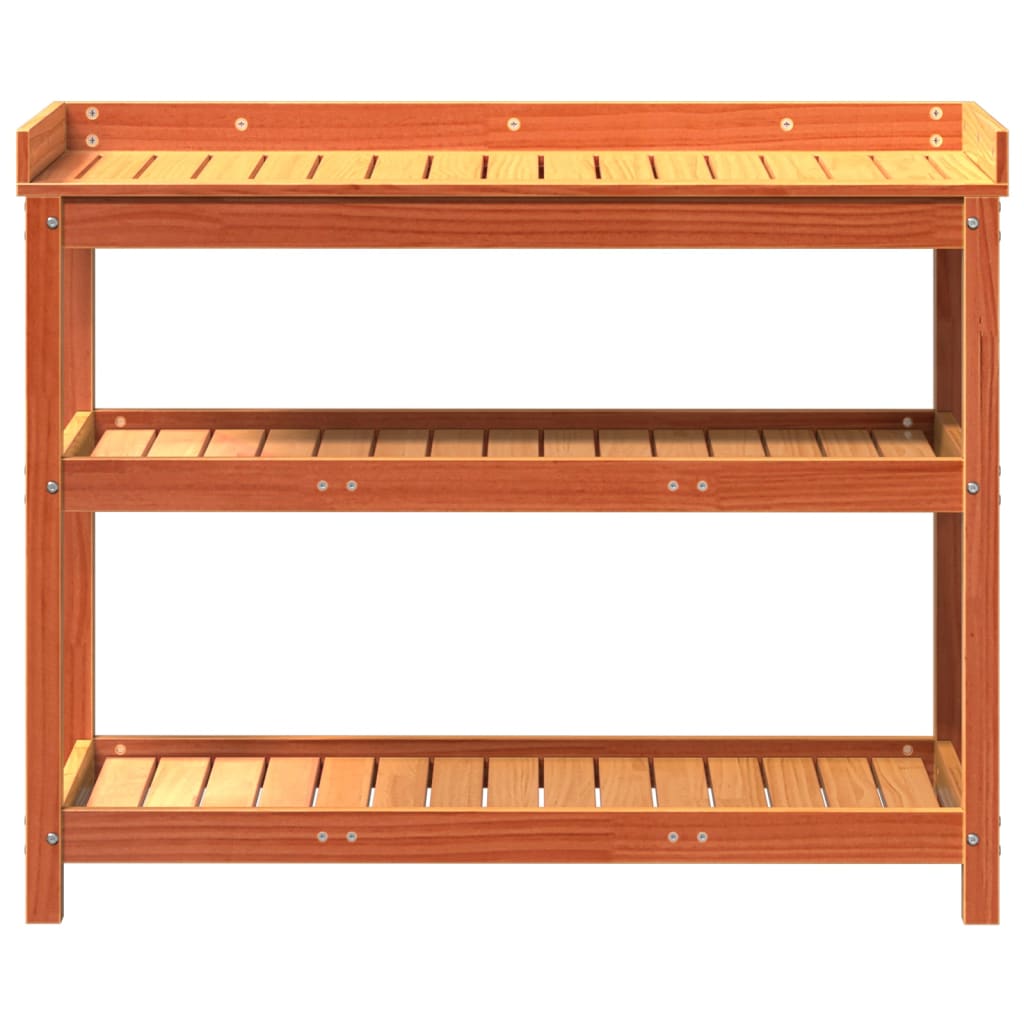 Sodinimo stalas su lentynomis, rudas, 108x45x86,5cm, pušis Sodinimo stalas su lentynomis, rudas, 108x45x86,5cm, pušis - Image 5