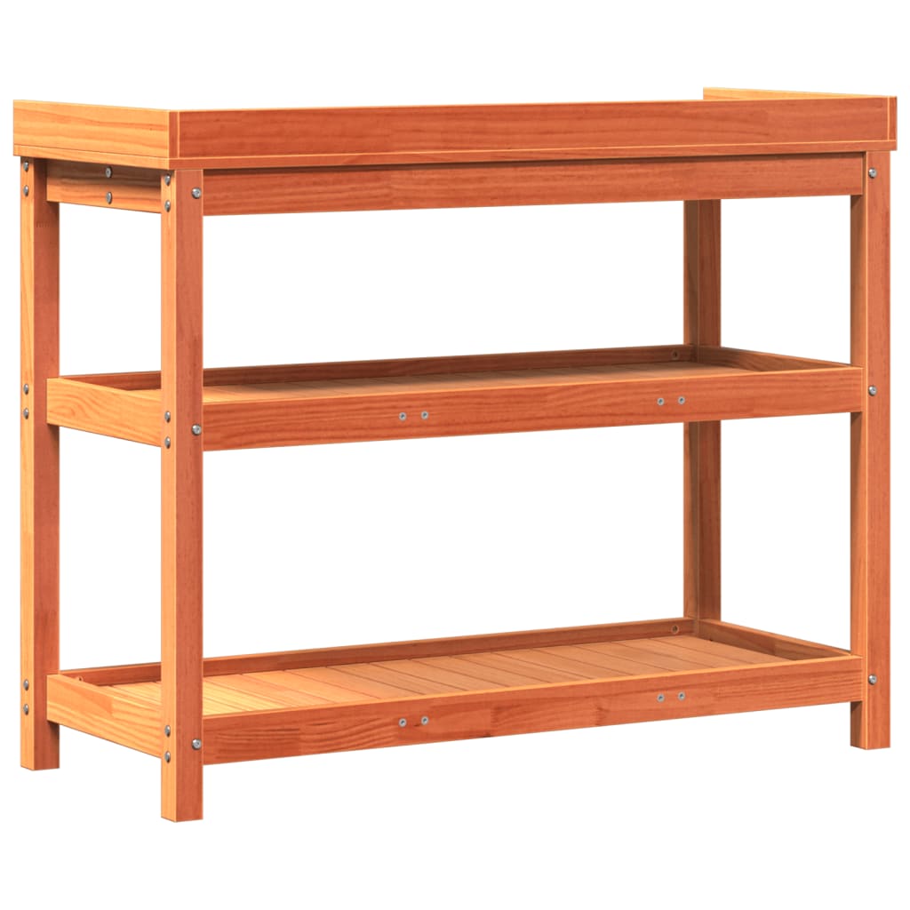 Sodinimo stalas su lentynomis, rudas, 108x45x86,5cm, pušis Sodinimo stalas su lentynomis, rudas, 108x45x86,5cm, pušis - Image 7