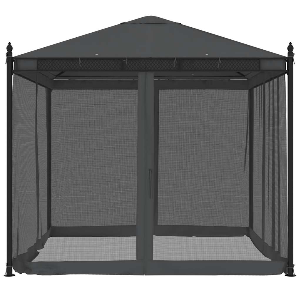 Pavėsinė su tinkleliais, antracito, 2,93×2,93m, plienas Pavėsinė su tinkleliais, antracito, 2,93x2,93m, plienas - Image 3