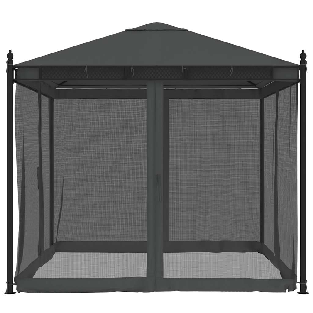 Pavėsinė su tinkleliais, antracito, 2,93×2,93m, plienas Pavėsinė su tinkleliais, antracito, 2,93x2,93m, plienas - Image 4