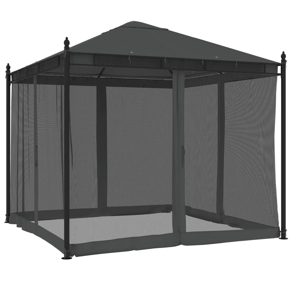 Pavėsinė su tinkleliais, antracito, 2,93×2,93m, plienas Pavėsinė su tinkleliais, antracito, 2,93x2,93m, plienas - Image 5