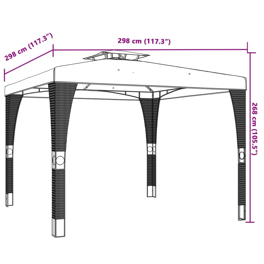 Pavėsinė su dvigubu stogu, kreminė, 2,98×2,98m, plienas Pavėsinė su dvigubu stogu, kreminė, 2,98x2,98m, plienas