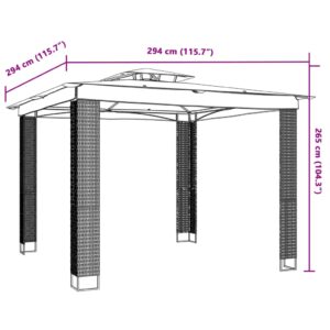 Pavėsinė su dvigubu stogu, kreminė, 2,94x2,94m, plienas