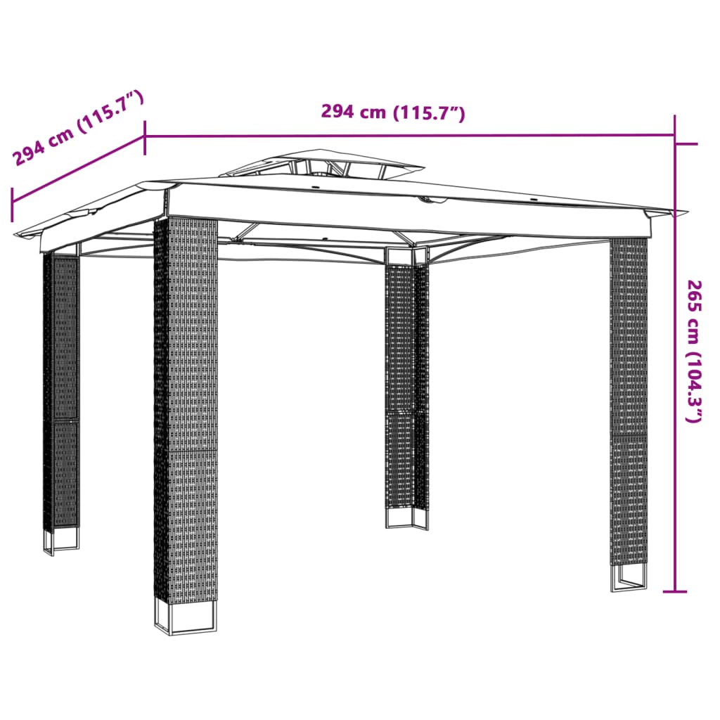 Pavėsinė su dvigubu stogu, kreminė, 2,94×2,94m, plienas Pavėsinė su dvigubu stogu, kreminė, 2,94x2,94m, plienas